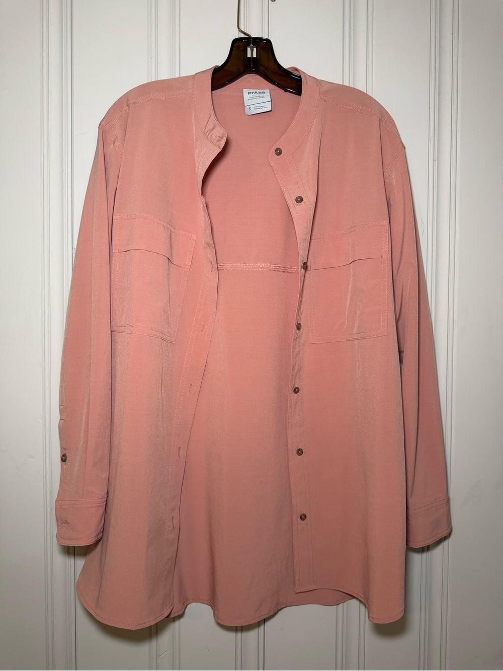 Prana Button-Down Shirt Jacket in Salmon/Dusty Rose
